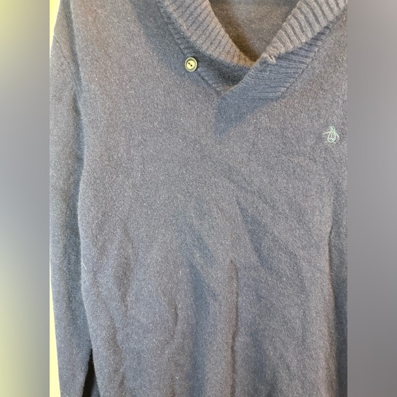 Penguin By Munsingwear Men’s Navy Blue Shawl Collar  Sweater XXL 100% Lambs Wool - Picture 8 of 16